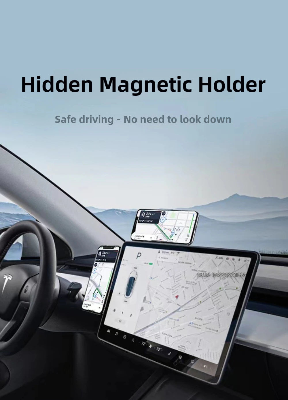 Universal Car Mobile Phone Holder Invisible Foldaway Car Magnetic New Laptop Side Mount Floating Screen Vehicle Hidden Bracket