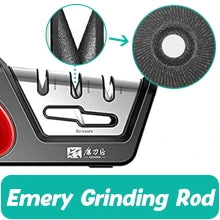 4-in-1 Kitchen Knife Sharpening Kit 3-Stage Sharpener Restores, Revives, and Polishes Blades + Repairs Scissors