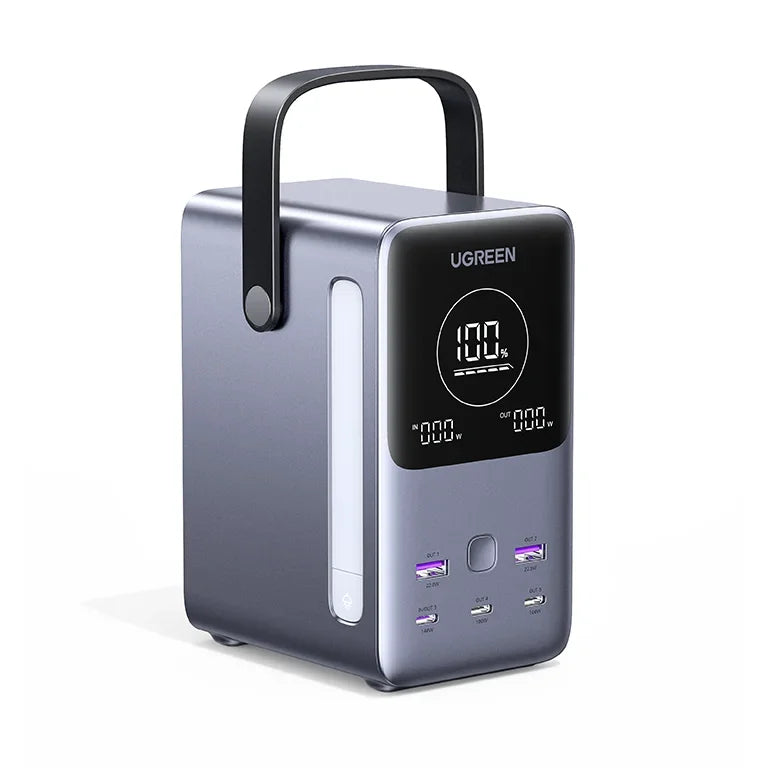 UGREEN 300W 48000mAh Portable Charger Power Bank with Smart Digital Display, Lighting and SOS Mode, 153Wh 5 Ports Battery Pack