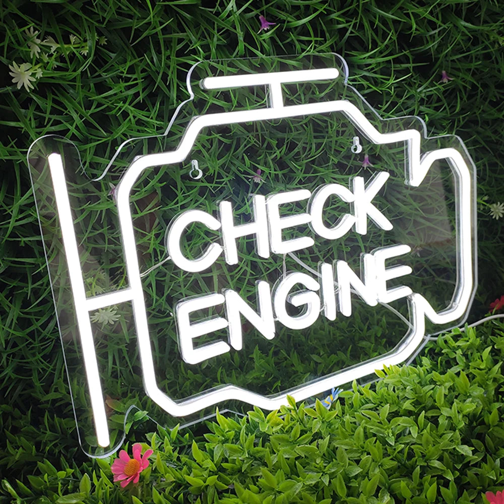 Check Engine Neon Sign Led Light Auto Room Garage Repair Shop Wall Decor Bar Party Club Luminous Atmosphere Lamp USB Power