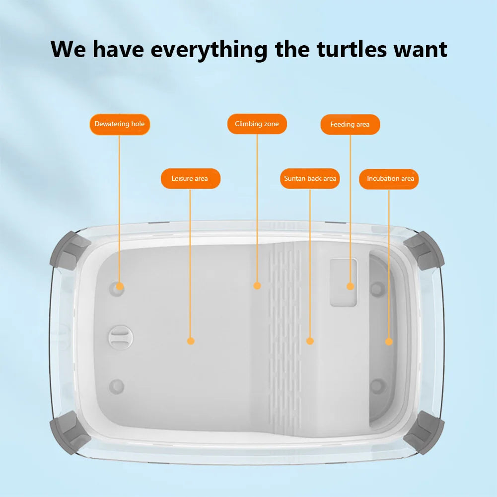 Turtle Tank Aquarium Terrapin Terrarium Turtle Habitat Full View Visually Tortoise Aquarium Habitat With Multi-Function Sun Deck