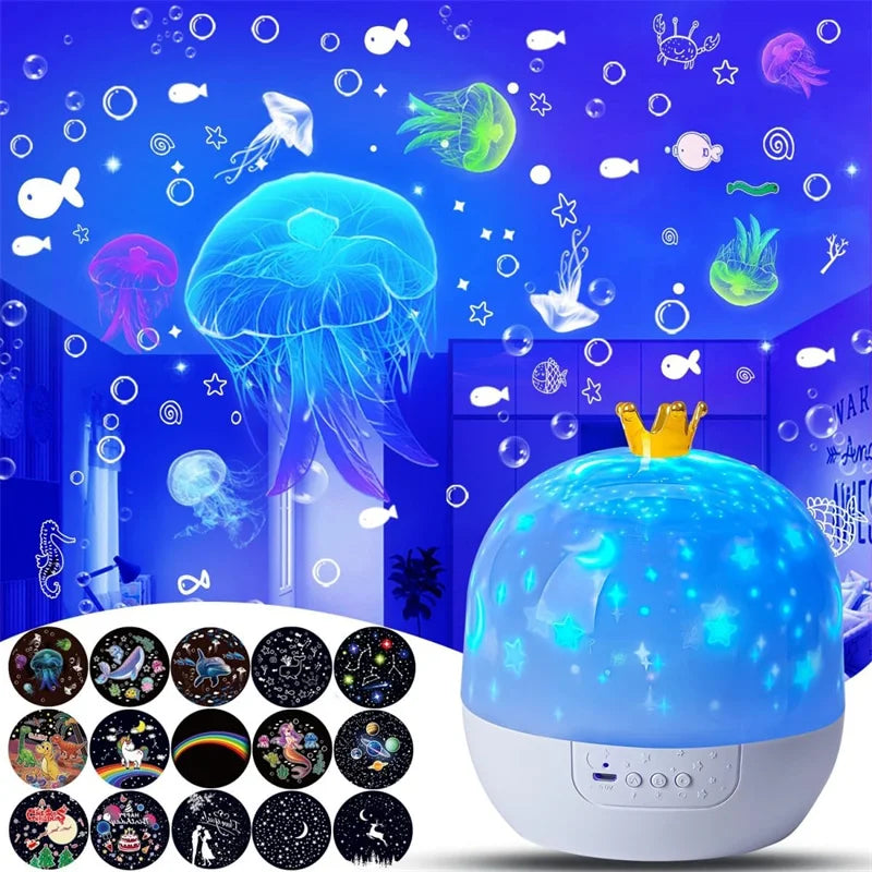 Ocean Night Light Projector Kids Projector for Bedroom,Stars Projector for Ceiling 360 Degree Rotation Kid Night Light for Decor