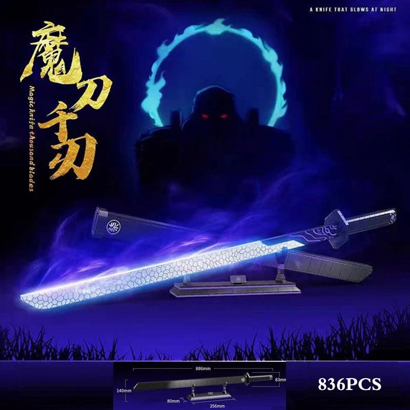 Demon Slayer OneMOC Piece Katana Luminous Sword Building Blocks Diy Model Educational Toy Assembly Weapon Toy Brick for Children