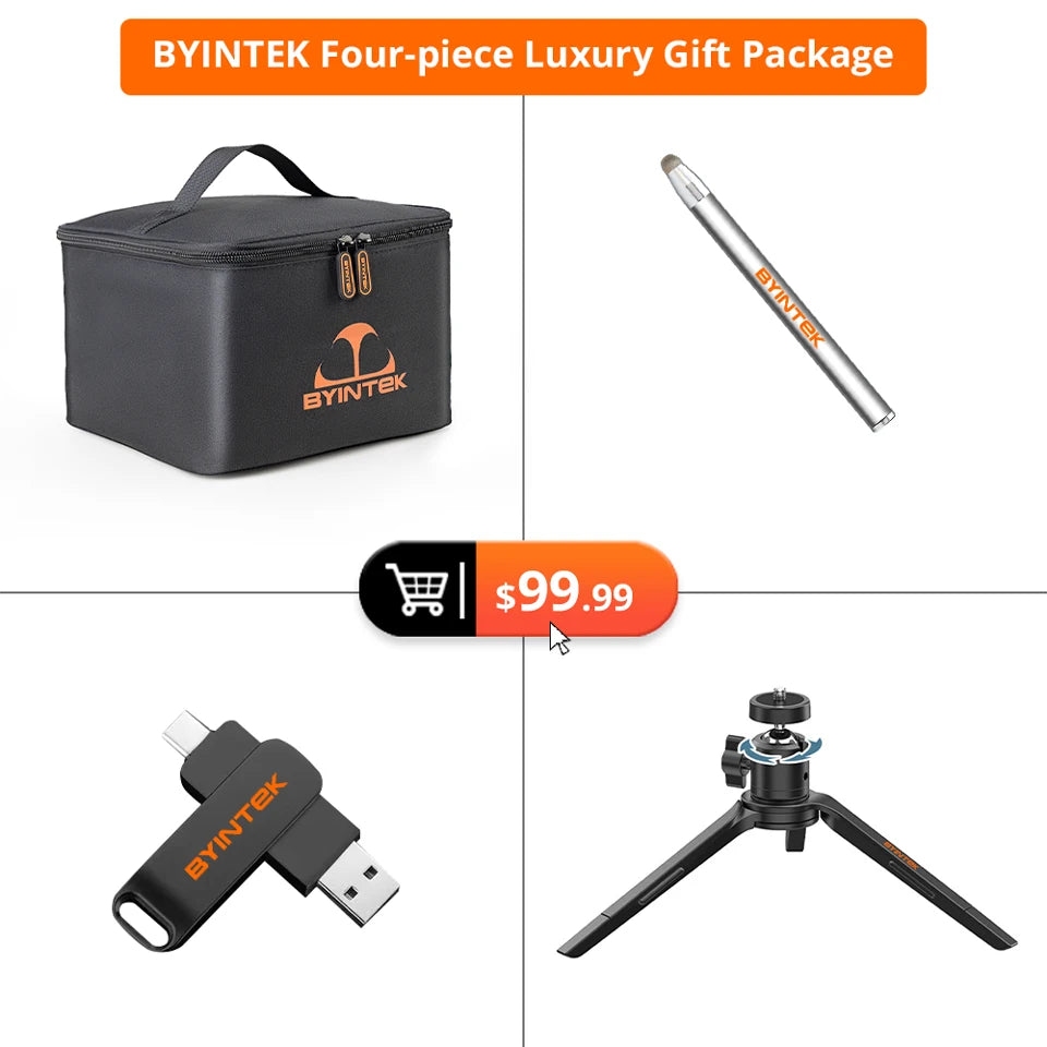 BYINTEK U80 Max Projector 3D 4K Cinema  Android 11.0 WiFi Mini Portable 1080P Home Theater Video DLP Projector with Battery