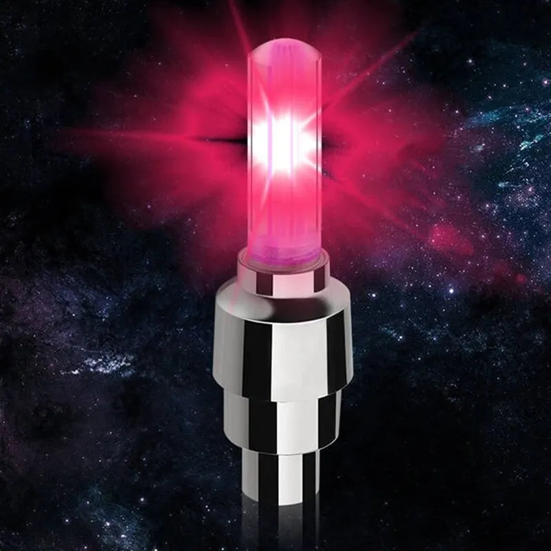 2/4Pcs Car Motorcycle Bicycle Tire Valve Caps Light LED Neon Flash Lamp Waterproof Tyre Universal Wheel Lights Car Accessories