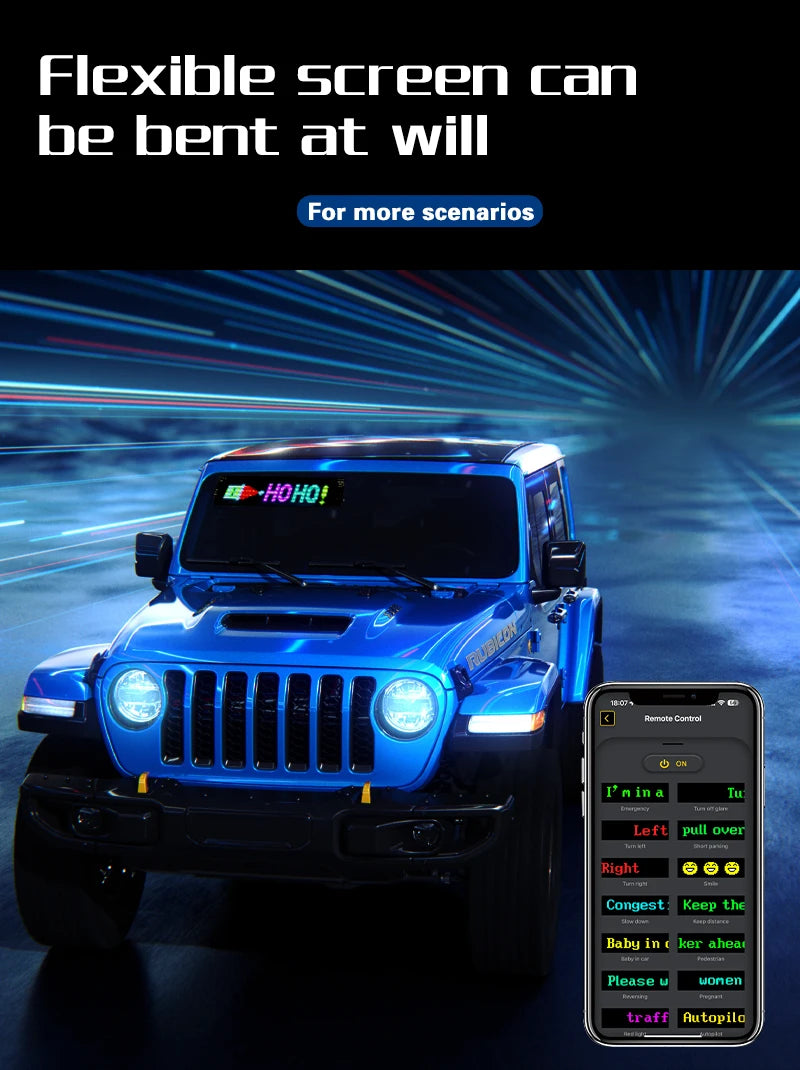 Car LED Matrix Pixel Panel DIY RGB Lighting Graffiti Scrolling Text Board Windshield Advertising Screen Bluetooth APP Control