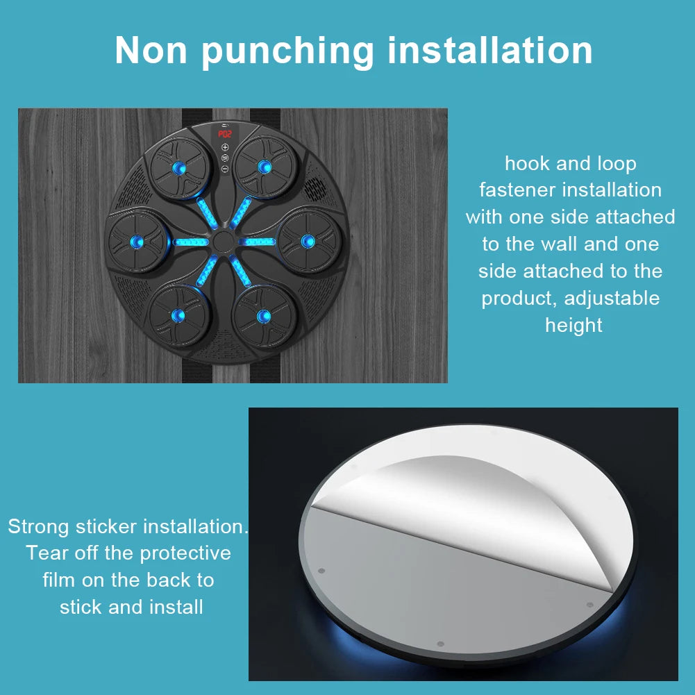 Music Boxing Machine Boxing Reaction Wall Target Type C USB Charging Boxing Training Punching Equipment with Gloves for Home Gym