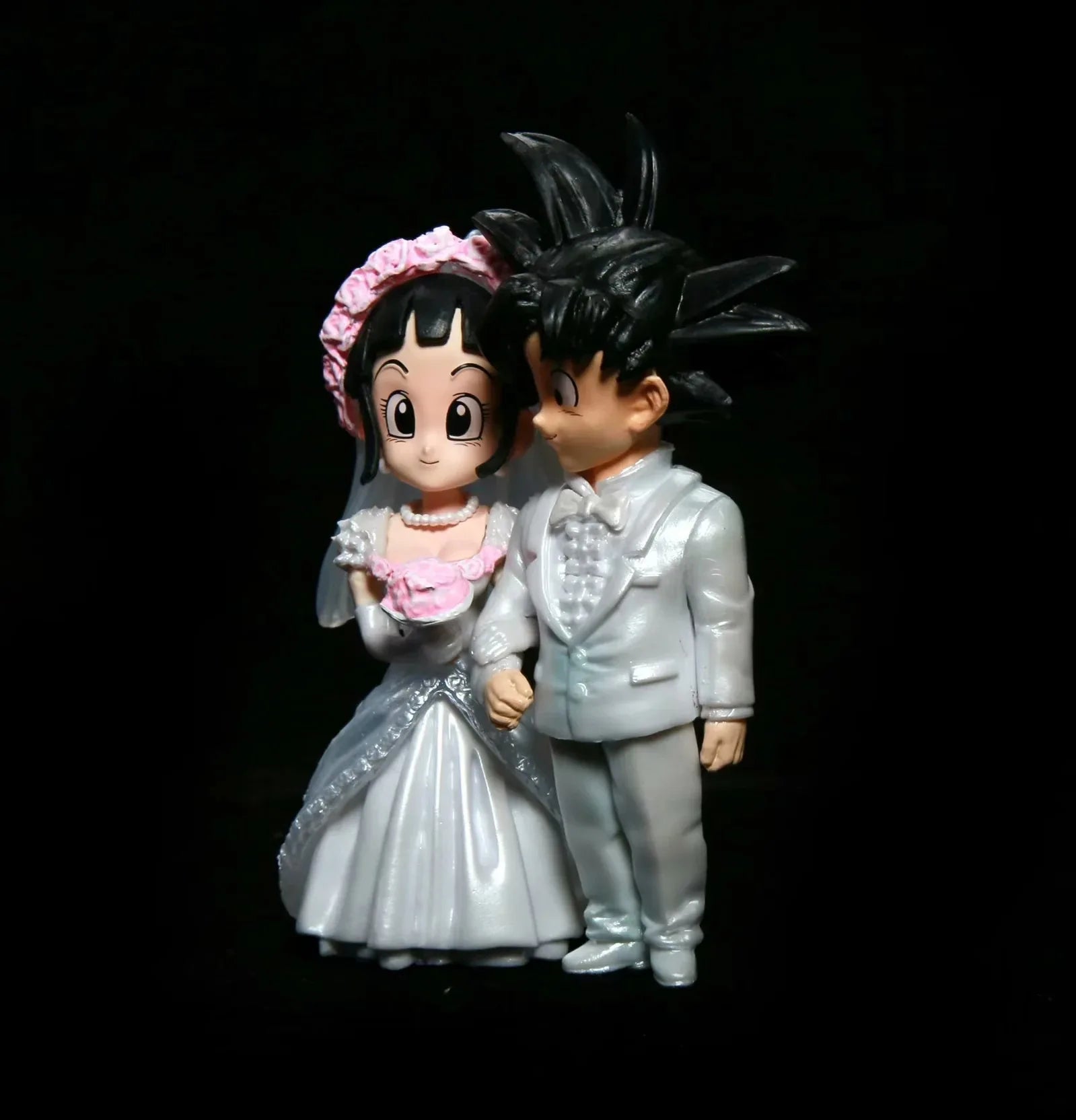 9cm Dragon Ball Anime Figure Son Goku Figures Wedding Goku Chichi Mariage Figurine Scene Statue Q Version Pvc Model Doll Toys