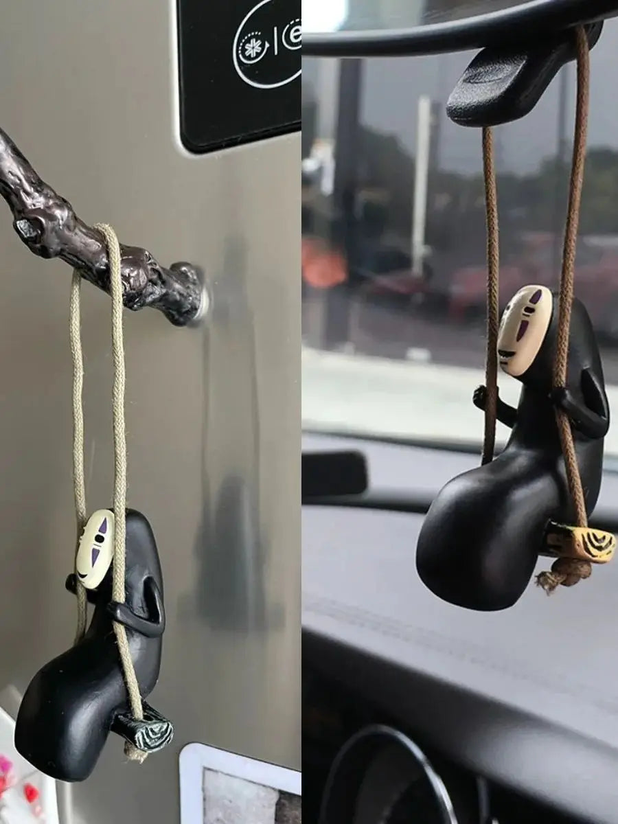Spirited Away No-Face Swinging Car Charm Hanging Ornament Rearview Mirror Decoration Anime Themed Car Accessory