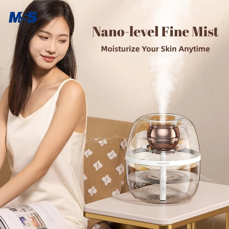 MSS 2-in-1 Air Purifier Cool Mist Humidifier - Double Nozzle & Night Light, Ideal for Bedroom, Living Room & Office Desktop