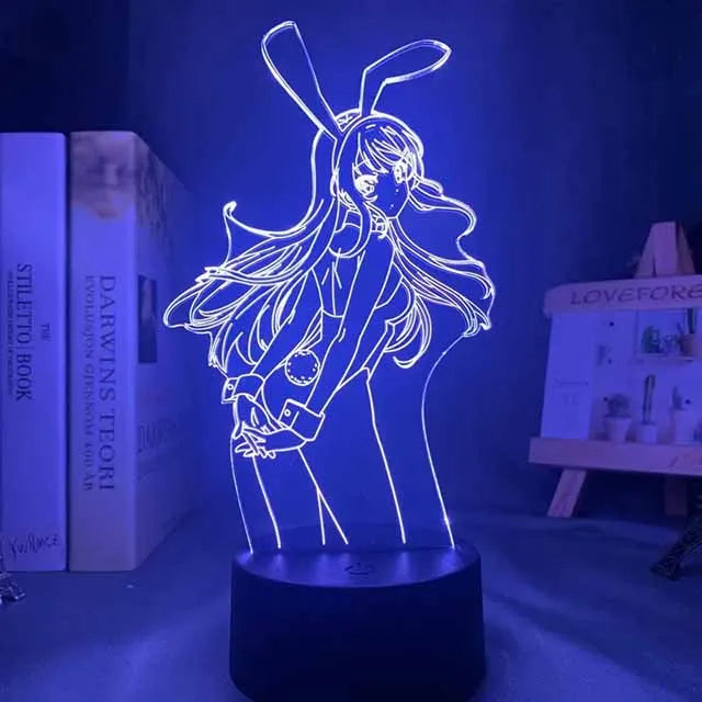 3D Illusion Led Nightlights ANIME Light Lamp Multi Color Changing Lampara BUNNY GIRL SENPAI MAI SAKURAJIMA KAWAII For Xmas Gift
