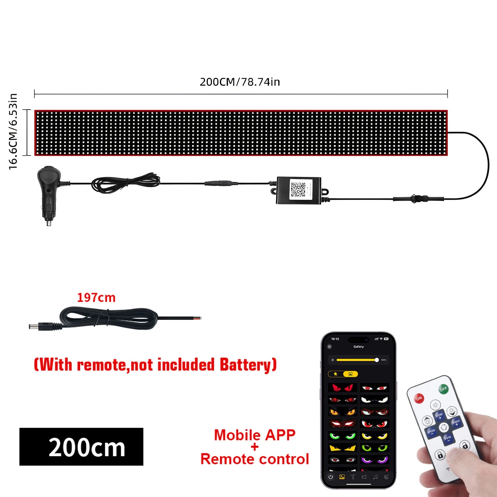 Truck Car Devil Eye LED Matrix Pixel Panel Light APP Remote Control Soft Foldable Lighting Scrolling For Board Windshield 12/24V