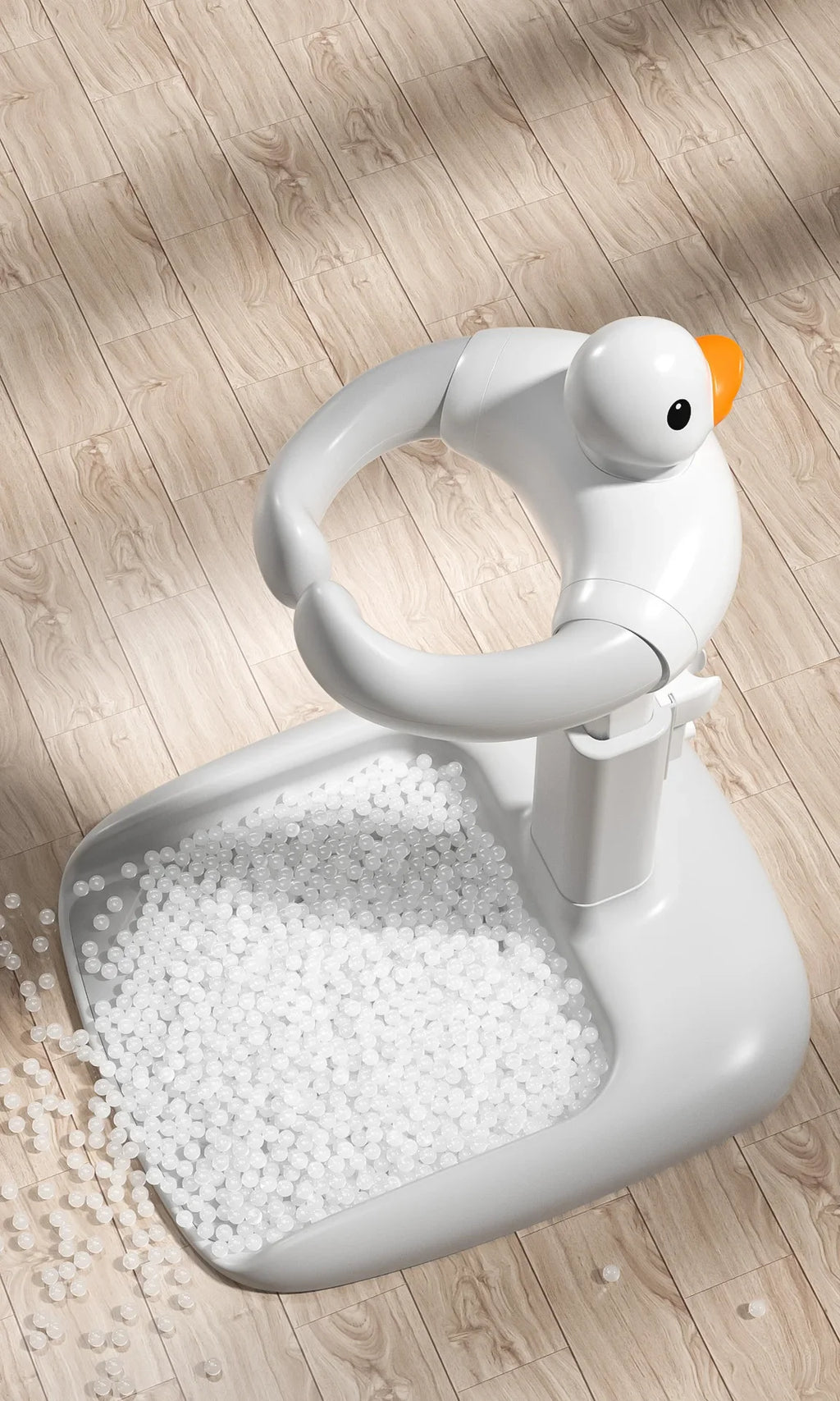 Portable Non-slip Duck Shaped Baby Bath Racks Shower Helper Handle Adjust Length Stand Themselves for Standing Toddler Shower