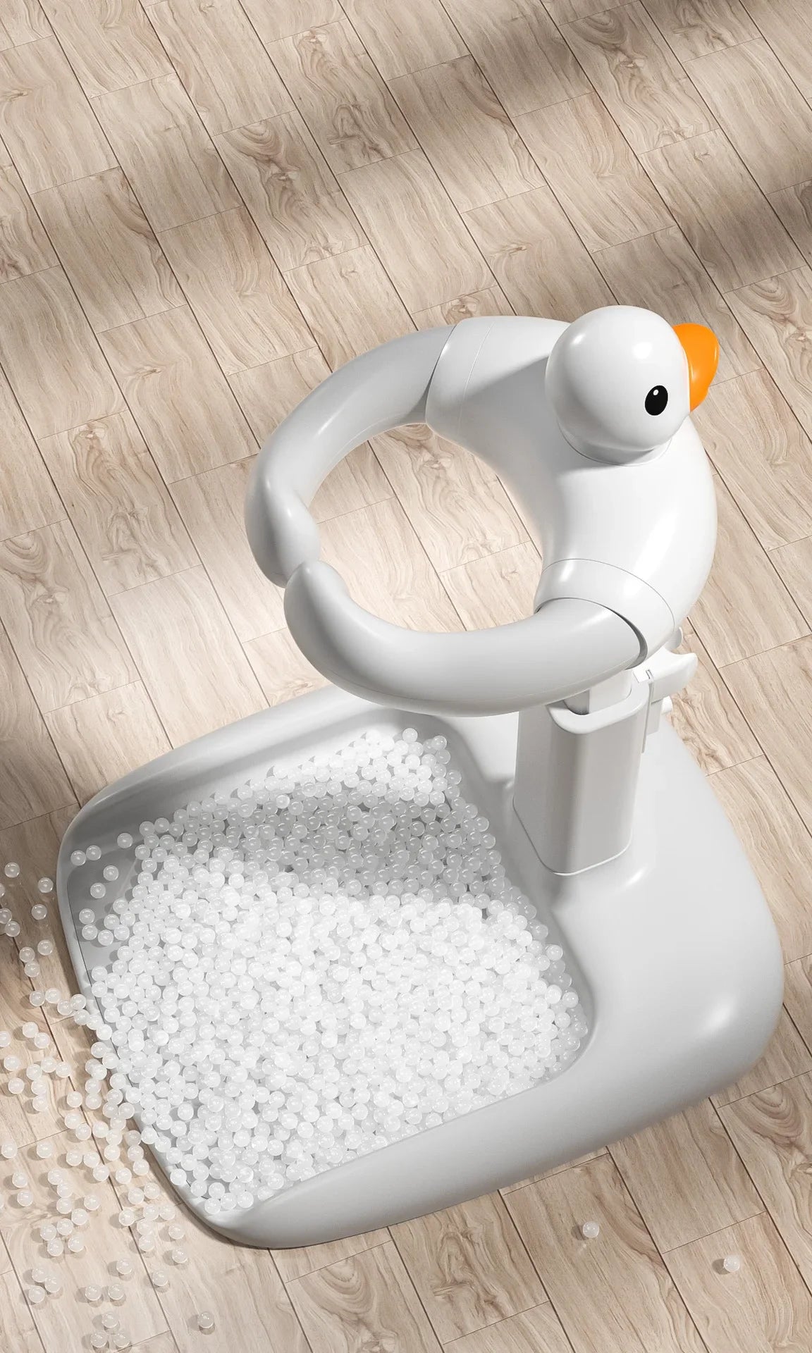 Portable Non-slip Duck Shaped Baby Bath Racks Shower Helper Handle Adjust Length Stand Themselves for Standing Toddler Shower