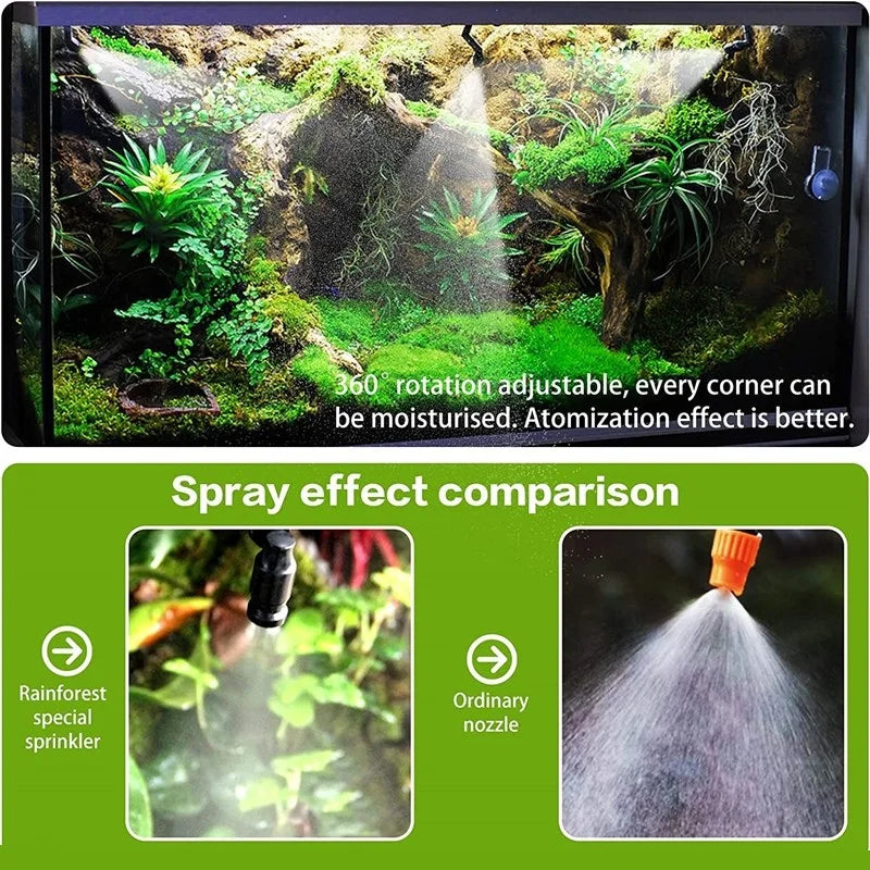 Terrarium Fogger Misting System Rainforest Sprayer Indoor Plant Watering System Automatic Misting for Reptiles Chameleons Herbs