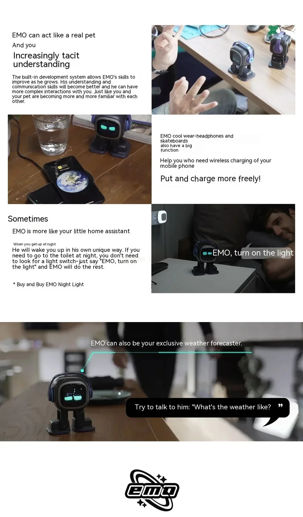 EMO Intelligent AI Robots Emotional Support Interactive Desktop Voice Recognition EMO Go Home Robot Companion Children Gifts