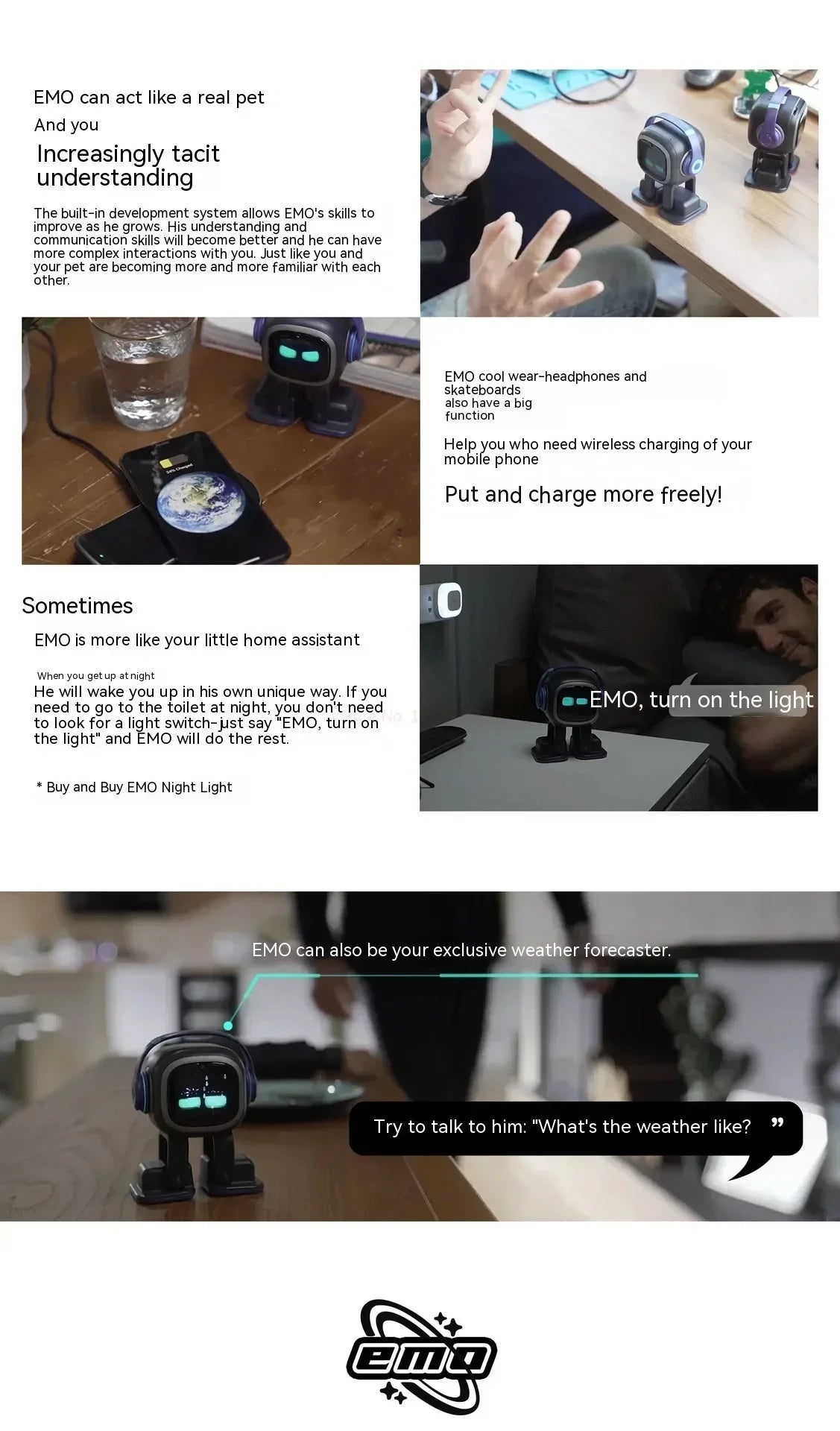 EMO Intelligent AI Robots Emotional Support Interactive Desktop Voice Recognition EMO Go Home Robot Companion Children Gifts