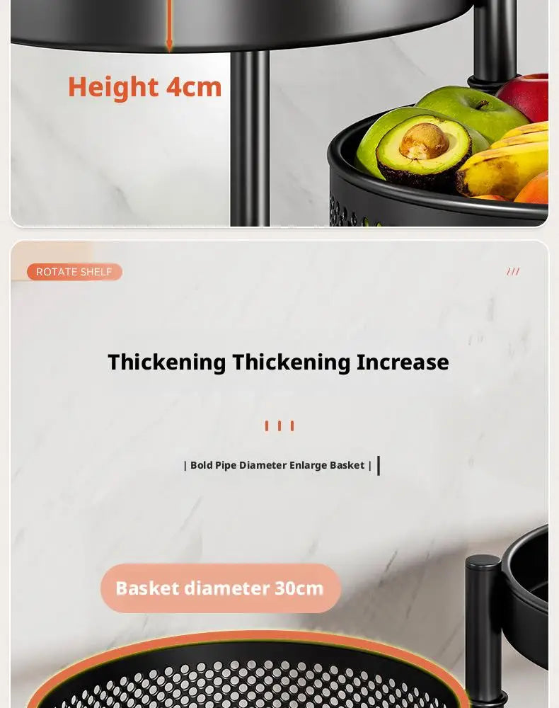 Square Rotating Storage Rack Kitchen Floor-To-Ceiling Multi-Layer Snacks Fruits And Vegetables Sundries Rolling Trolley Basket