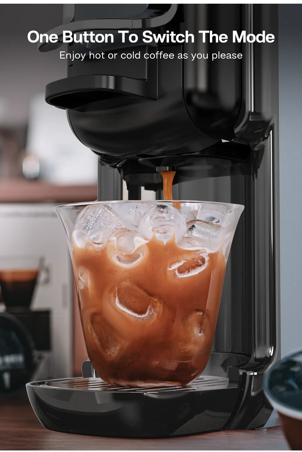 HiBREW 5 in 1 Multiple Capsule Coffee Machine Hot/Cold DG Cappuccino Nes Capsule ESE Pod Ground Coffee Cafeteria 20Bar H2B Grey