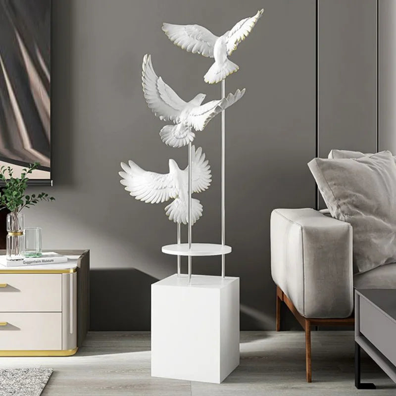 Modern Large Bird Floor Sculpture Home TVCabinet Decor for Living Room Entryway Office Waterproof Art Statue with Anti-Slip Base