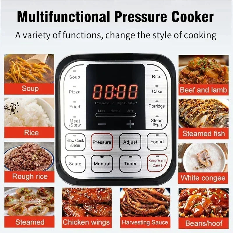 6L Multi-function Electric Pressure Cooker 220V Soup Porridge Meal Warmer Kitchen Stainless Steel Multicooker Rice Cooker
