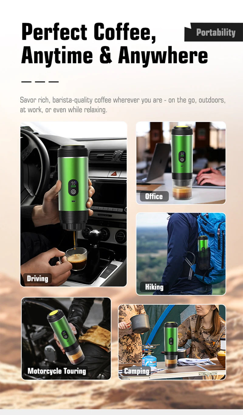 Foombthe 3-in-1 Capsule Coffee Maker With Digital Display Portable Espresso Coffee Machine for Car & Home Camping Coffee Maker