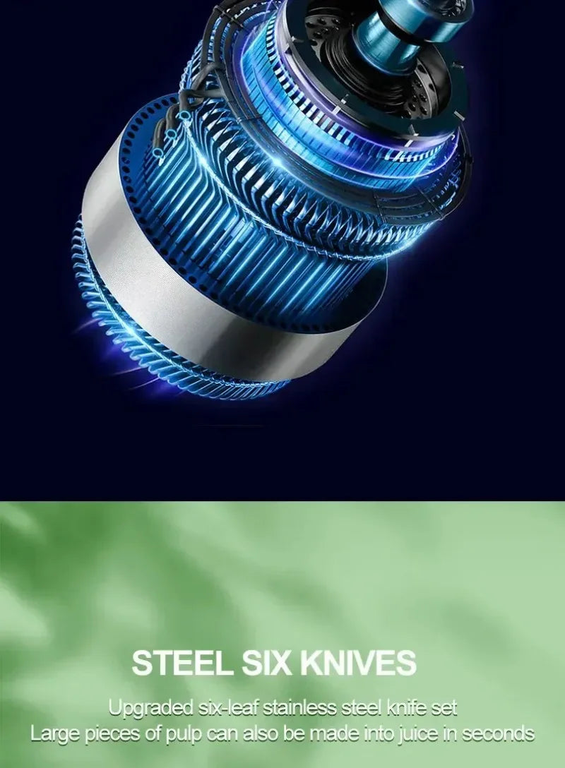 Mini Juice Blender Portable Electric Juicer Bottle 6 Blades Shake Orange Lemon USB Charging Fruit Mixer Fresh Squeezer Machine