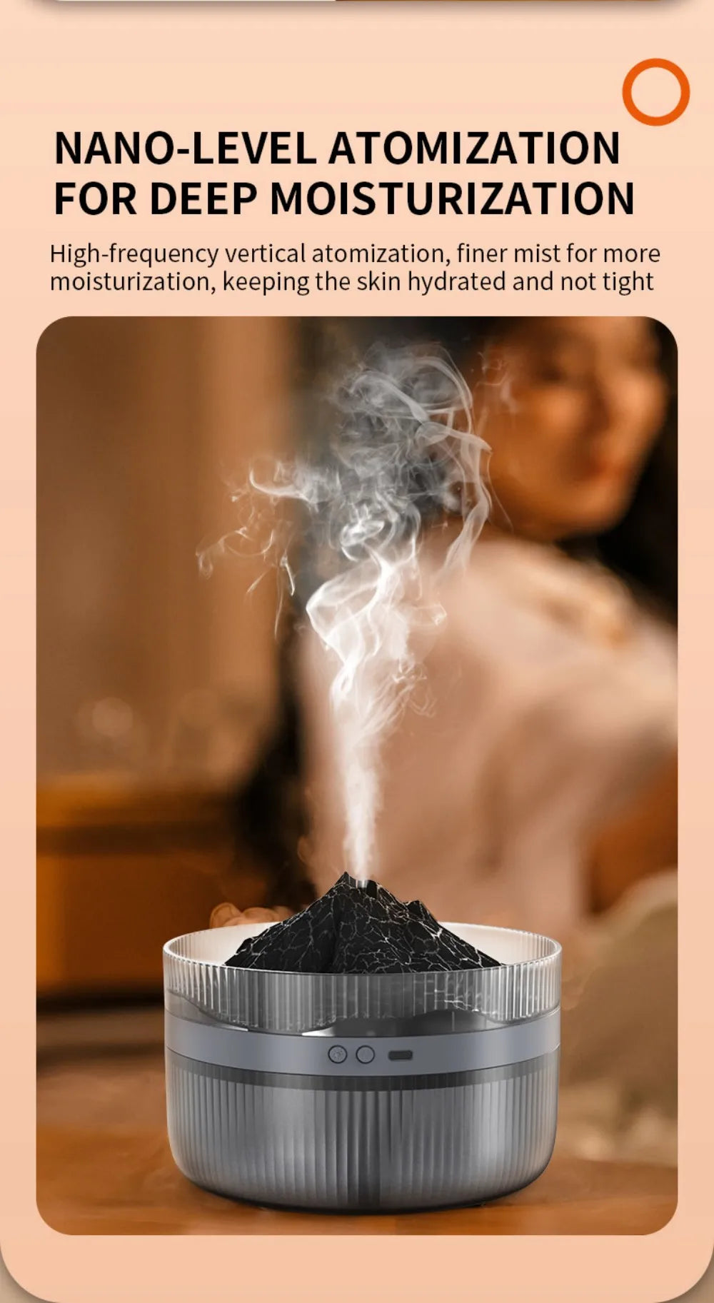 Volcano Air Humidifier Snow Mountain Essential Oils Diffuser Large Capacity Water Tank USB Aroma Diffuser Colorful Night Lights