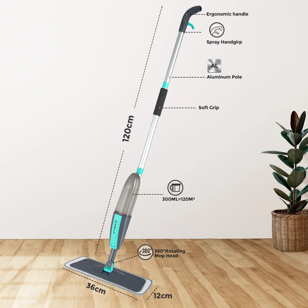 Magic Floor Cleaning Sweeper Brooms With Microfiber Pads 360° Rotation Flat Spray Floor Mop Broom For Cleaning Home Spin Mop