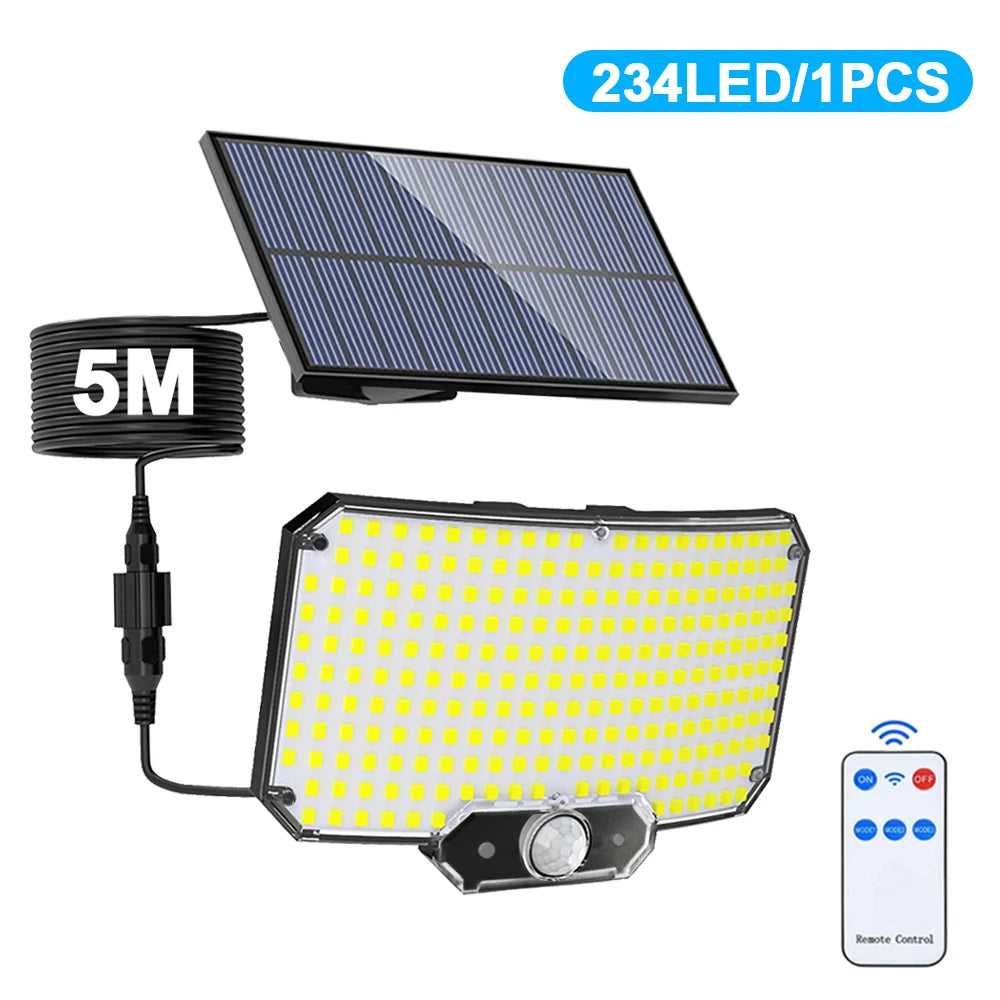 New 366LED Solar Outdoor Lights Solar Powered Security Light Motion Sensor 234LED Wall Light IP65 Waterproof Garden