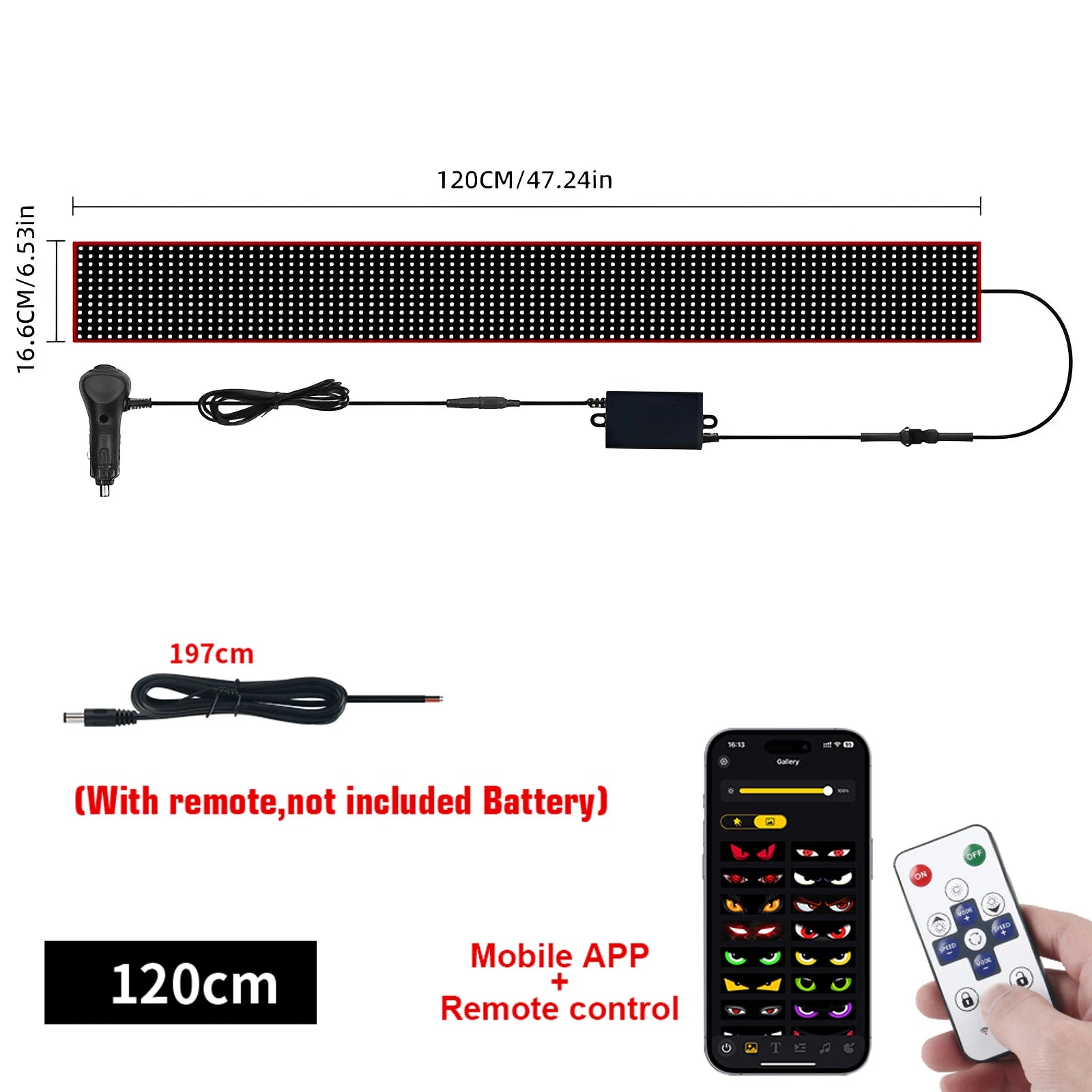 Truck Car Devil Eye LED Matrix Pixel Panel Light APP Remote Control Soft Foldable Lighting Scrolling For Board Windshield 12/24V