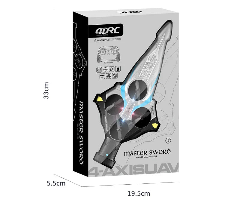 4DRC New V55 Remote Controlled Flying Sword Toy Drone Model 2.4G RC Quadcopter with Light Sword Stunt Glider Airplane Kids Toys