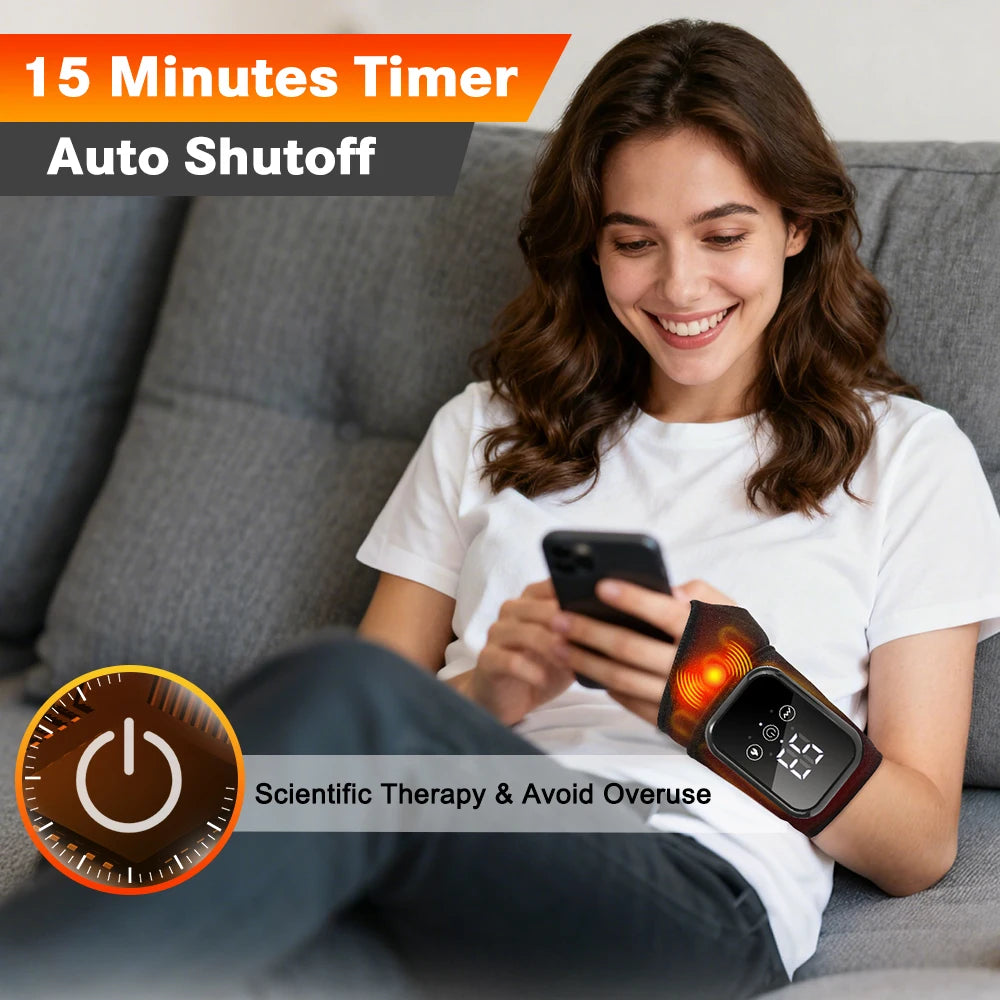 Electric Heating Hand Wrist Massager Wireless Thermal Wrist Brace Wrist Protector 5 Infrared Hot Compress 3 Vibration Wristband