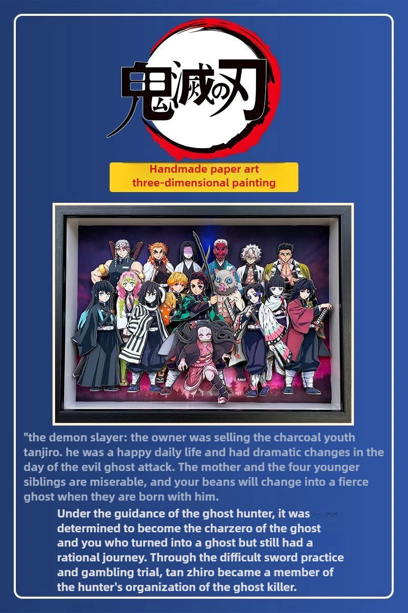 Demon Slayer Infinity Castle Nine Hashira HD 3D Paper Art Tanjiro - Handmade Character Desktop photo frame, Anime Gift for Fans