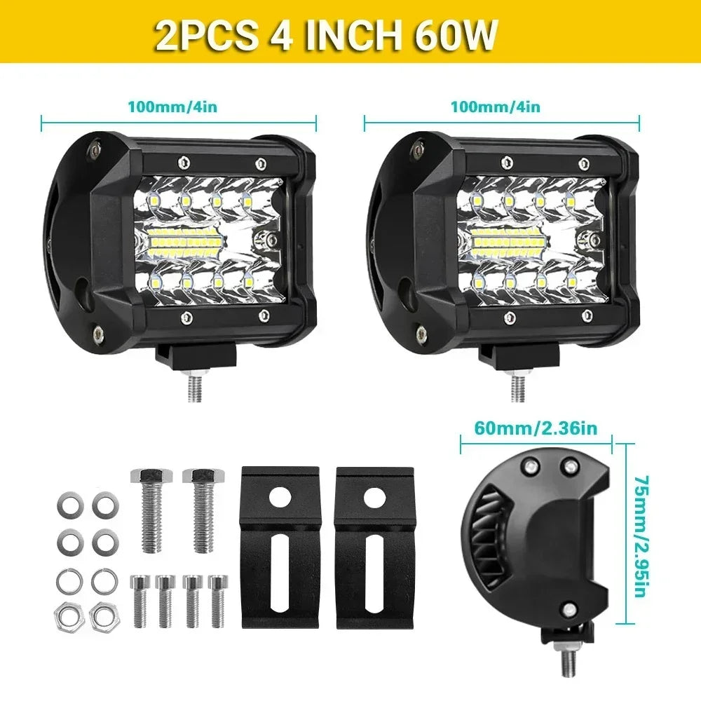 4/7/9/12/17/20 Inches Led Lightbar Vehicle 12V Work Light Bar Spotlight Boat Barra Led Driving Truck ATV SUV 4x4 Long Range