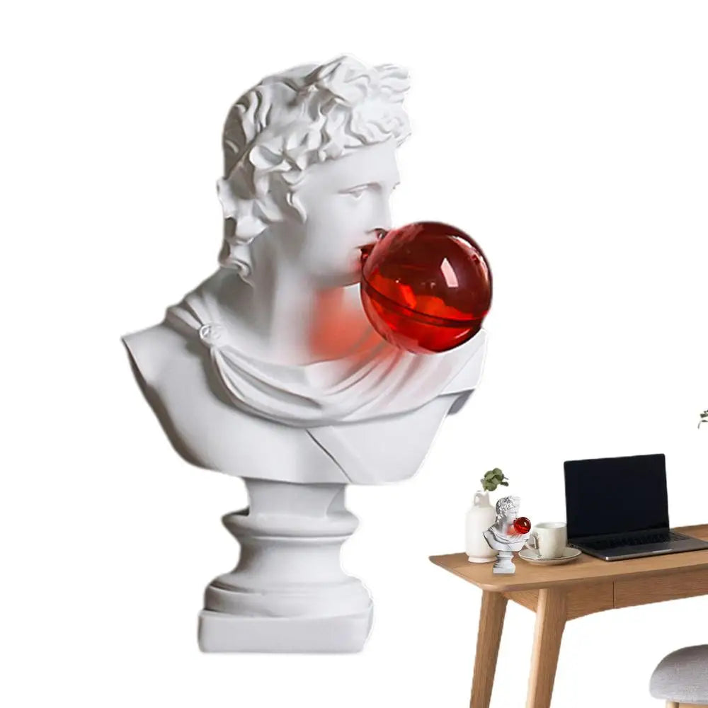 Unique Resin David Statue Creative Bubble Blowing David Sculpture Resin Gypsum Figurine Home Bookshelf Desktop Art Decoration