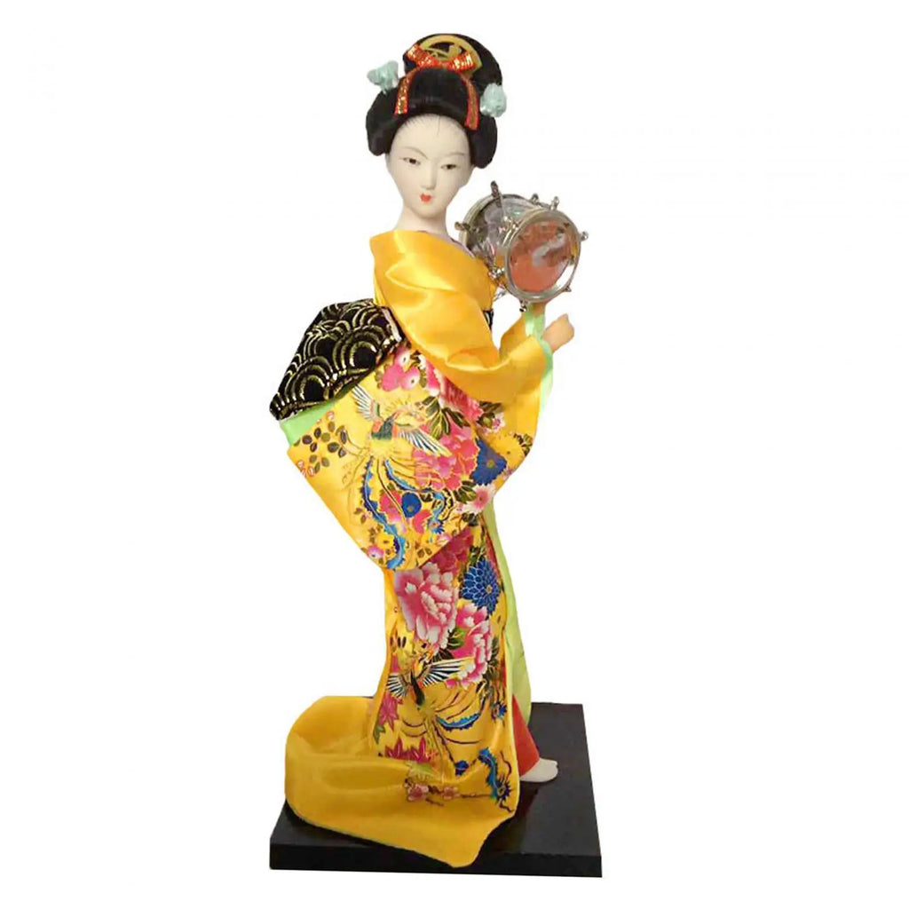 Japanese Geisha 9" Free Standing Oriental Ancient Kabuki Girl Statue Kimono Dolls Ornament for Shelf Table Home Office Decor