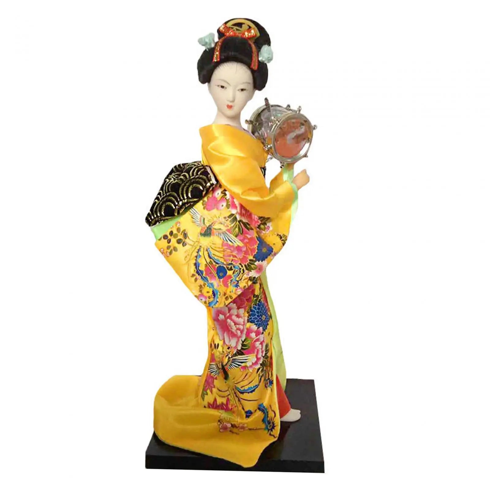 Japanese Geisha 9" Free Standing Oriental Ancient Kabuki Girl Statue Kimono Dolls Ornament for Shelf Table Home Office Decor