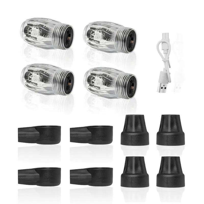 4PCS Car Tire Valve Cap Lights USB Charging Colorful Motorcycle Bicycles Air Nozzle Light Vibration Sensor Decorate Ambient Lamp