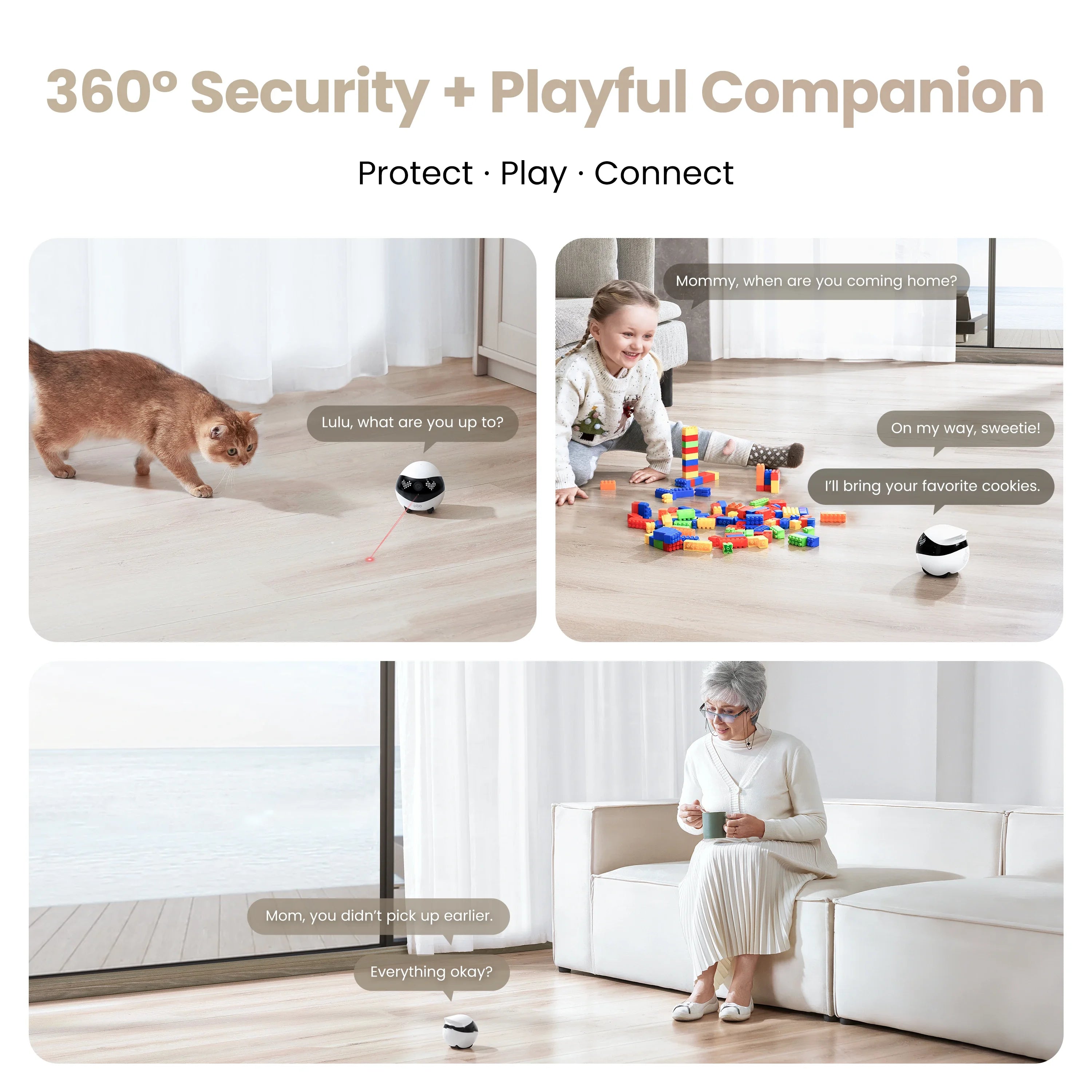 Enabot EBO AIR 2 Companion Robot 2K Home Security Pet Camera Night Vison Wireless APP Remote Control for Dog Cat Baby App Contro