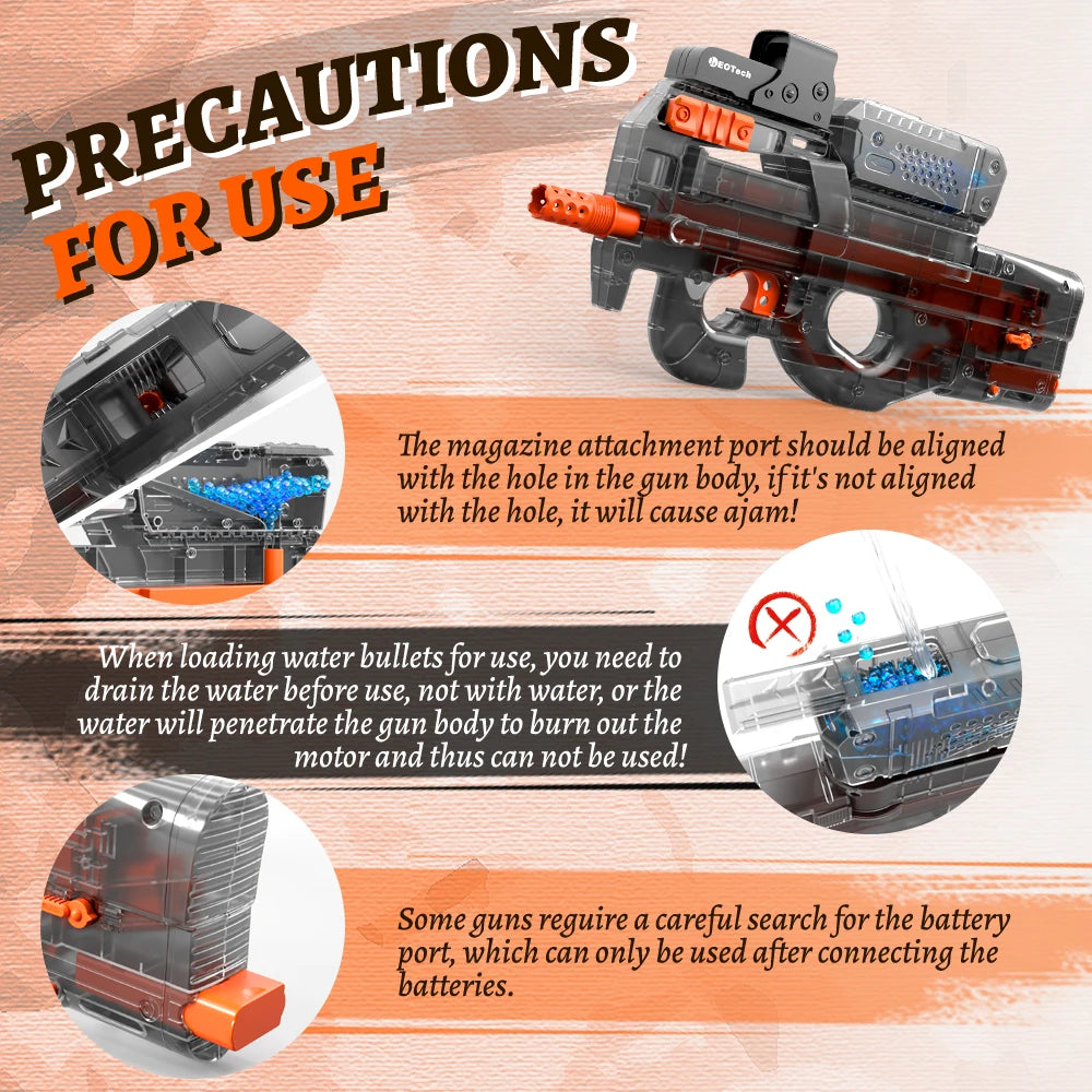 Electric Gel Gun in Transparent Black! Fully Automatic Splatter Ball Toy, Perfect for Outdoor Shooting Games (No Bullets)