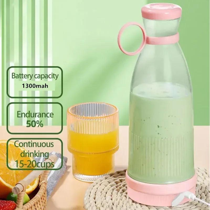Mini Juice Blender Portable Electric Juicer Bottle 6 Blades Shake Orange Lemon USB Charging Fruit Mixer Fresh Squeezer Machine