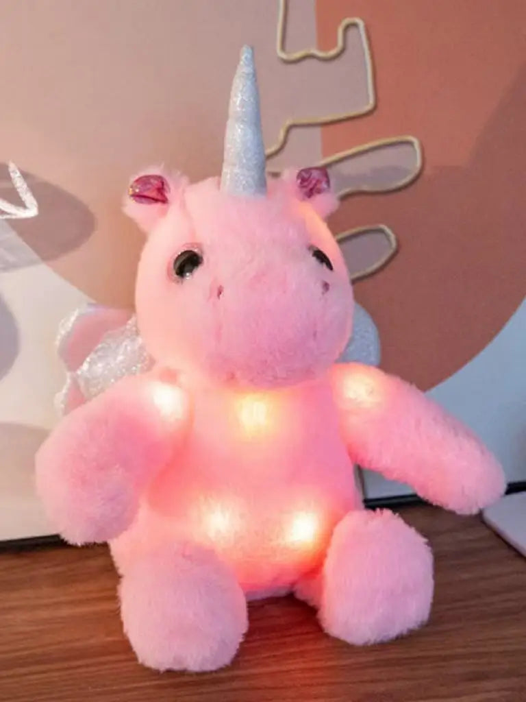 25cm simulated luminous unicorn plush toy filled with plush toys, figurine dolls, cartoon anime cute gifts, children's fun dolls