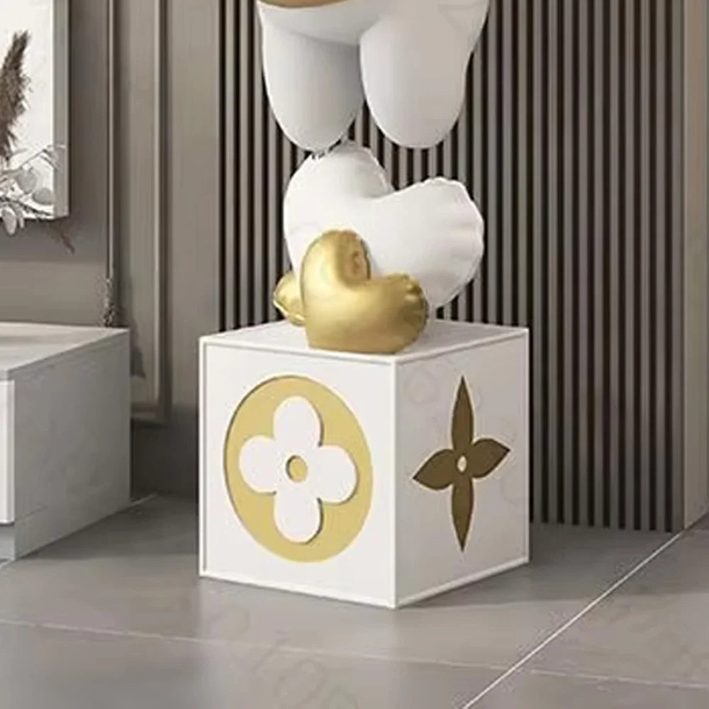 Large Floor Art Statue Home Decor Standing Ornaments Bear Sculpture with Tray Cartoon Bear Figurine for Living Room Stylish