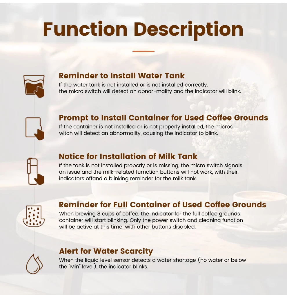 Mcilpoog CM7203 Automatic Espresso Machine ，Built-In Milk Frother & Tank, 7 Coffee Varieties, Touchscreen