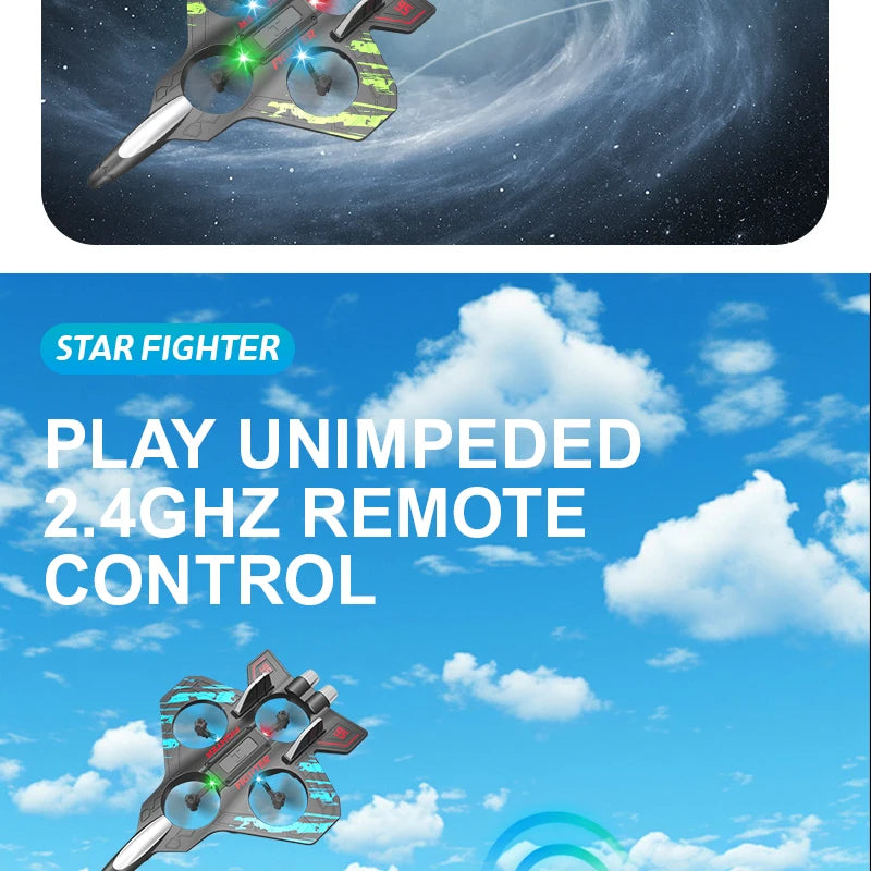 Glider Flying Helicopter RC Hobby Jet Plane 2.4G Stunt Remote Control Foam Fighter Airplane Toy With Light