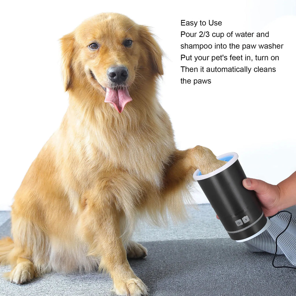 Pet Paw Washer Automatic USB Rechargeable Soft Brushes Portable Dog Foot Cleaner for Small Medium Dogs
