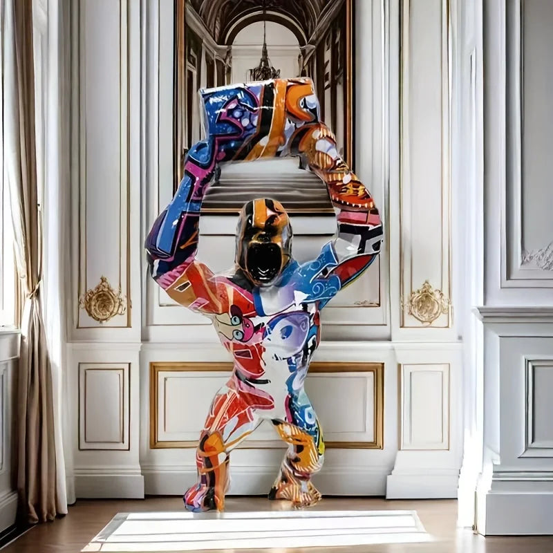 1pc Creative Nordic Animal Orangutan Resin Sculpture Art Statue Nordic Home&Room Decoration Scene Decor, Theme Party Decor