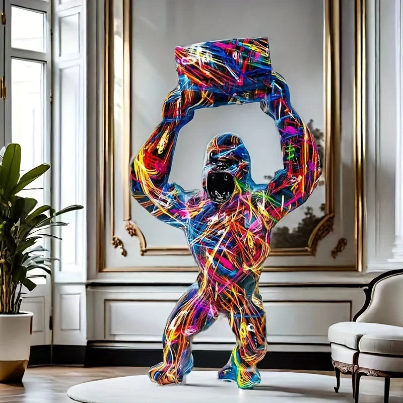 1pc Creative Nordic Animal Orangutan Resin Sculpture Art Statue Nordic Home&Room Decoration Scene Decor, Theme Party Decor