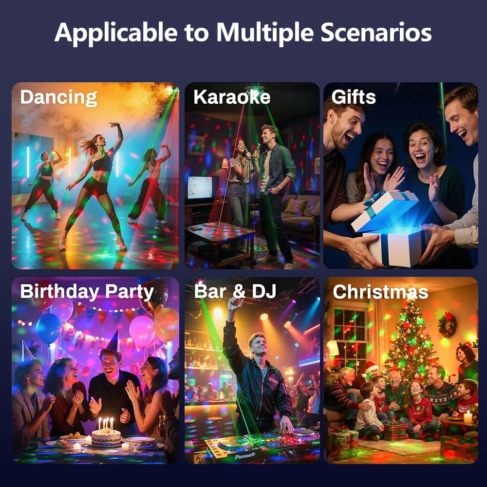 Disco Party Stage Night Light Sound Activated LED Stage Lights Strobe Pattern Light For Christmas Dancing Parties